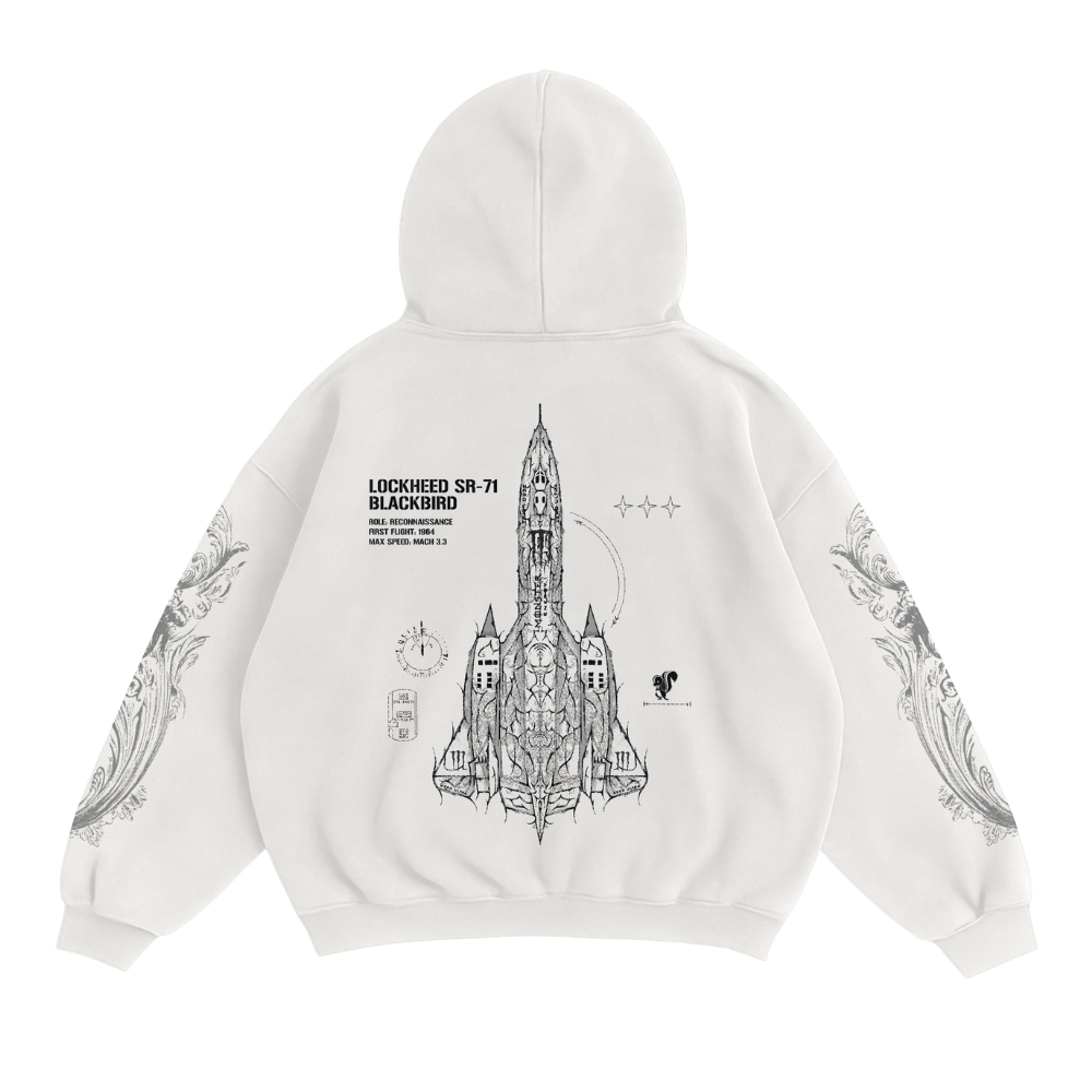 LIMITED - SR-71 BLACKBIRD x WHITE MONSTER HOODIE - WHITE – Curve