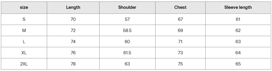 Desert tan hoodie size guide with measurements for length, shoulder, chest, and sleeve in cm.