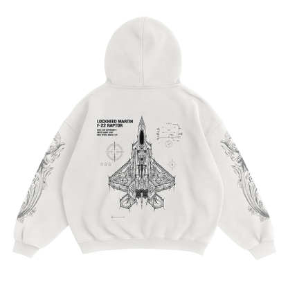 LIMITED - F-22 RAPTOR x WHITE MONSTER HOODIE - WHITE