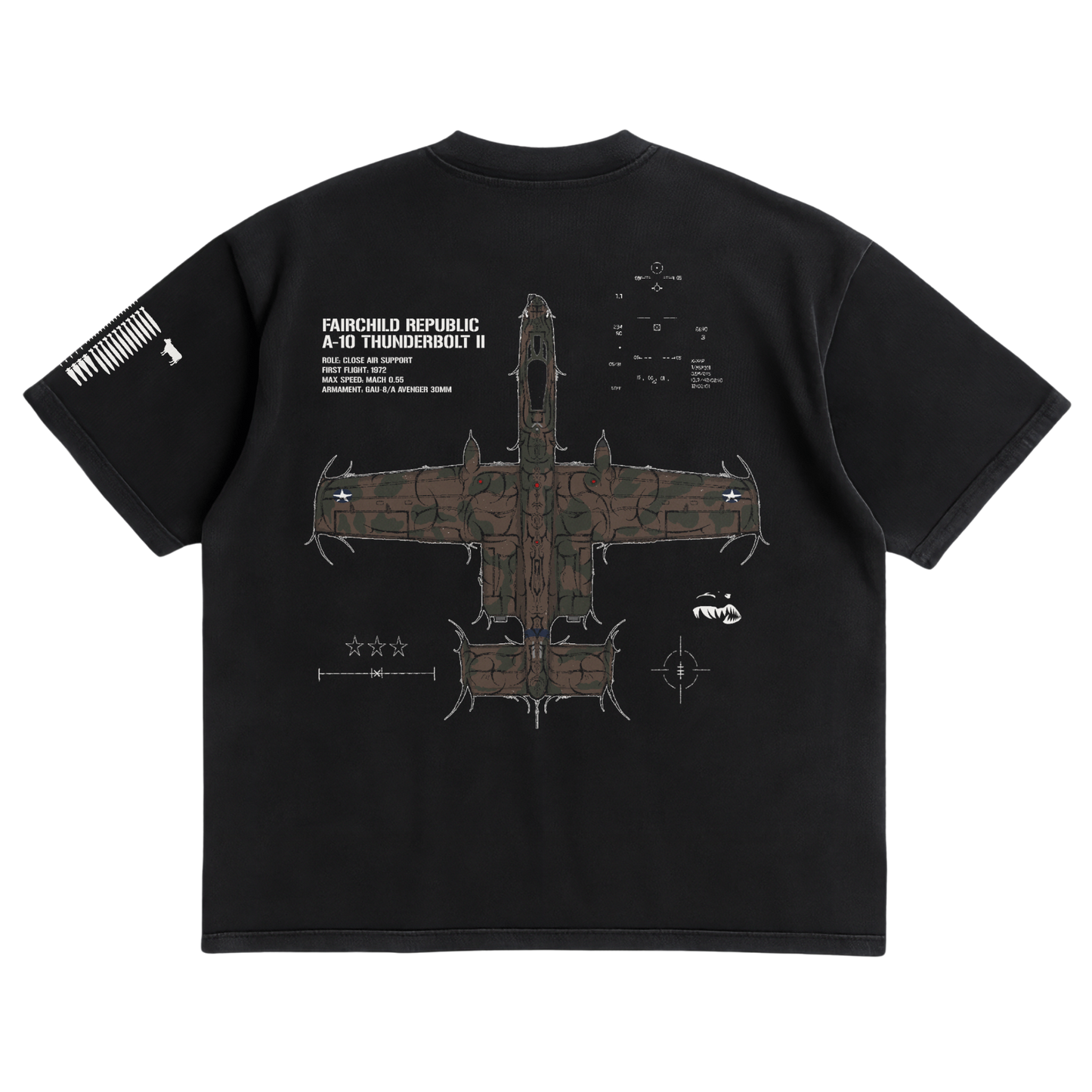 LIMITED - A-10 THUNDERBOLT II "WARTHOG" BLACK SHIRT - HERITAGE CAMO