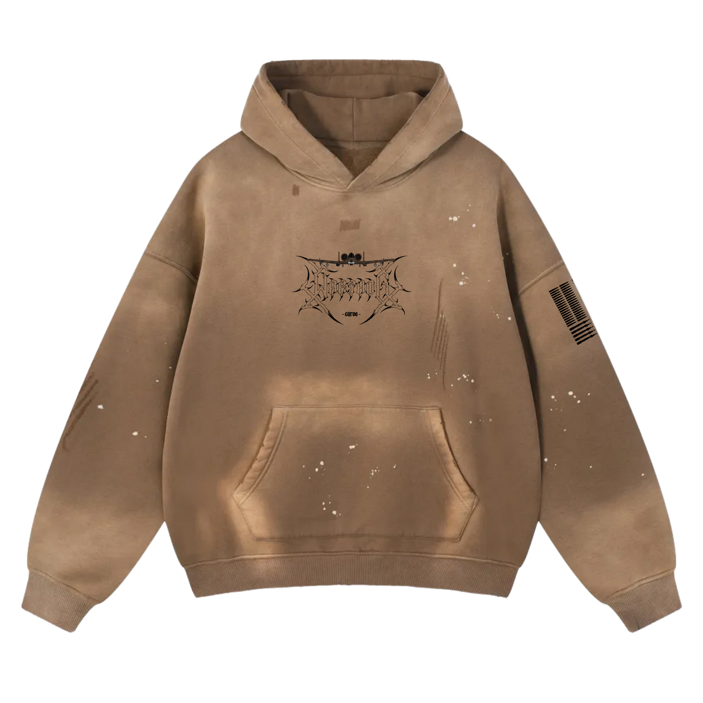 LIMITED - A-10 THUNDERBOLT II "WARTHOG" TAN FRAYED HOODIE - HERITAGE CAMO