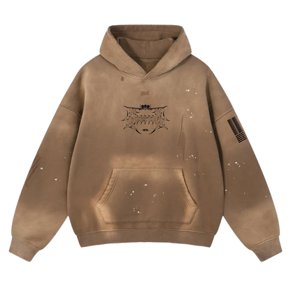 LIMITED - A-10 THUNDERBOLT II "WARTHOG" TAN FRAYED HOODIE - HERITAGE CAMO