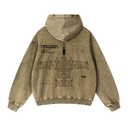 A-10 THUNDERBOLT II "WARTHOG" WASHED HOODIE - DESERT BROWN
