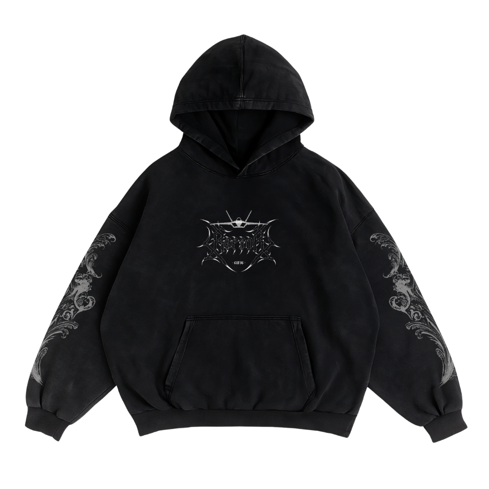 LIMITED - F-22 RAPTOR x WHITE MONSTER HOODIE - BLACK