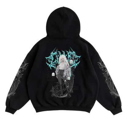 WHITE MONSTER WAIFU HOODIE - BLACK