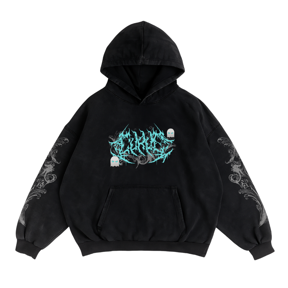 WHITE MONSTER WAIFU HOODIE - BLACK
