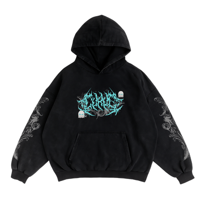 WHITE MONSTER WAIFU HOODIE - BLACK