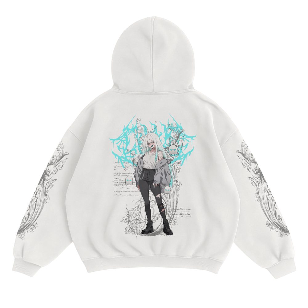 WHITE MONSTER WAIFU HOODIE - WHITE