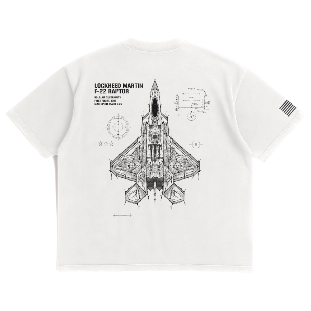 LIMITED - F-22 RAPTOR x WHITE MONSTER SHIRT - WHITE