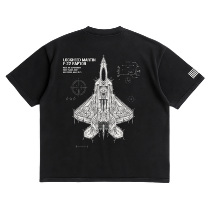 LIMITED - F-22 RAPTOR x WHITE MONSTER SHIRT - BLACK