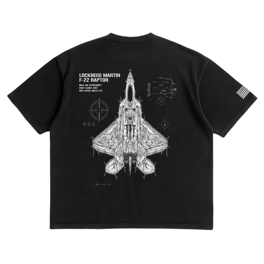 LIMITED - F-22 RAPTOR x WHITE MONSTER SHIRT - BLACK