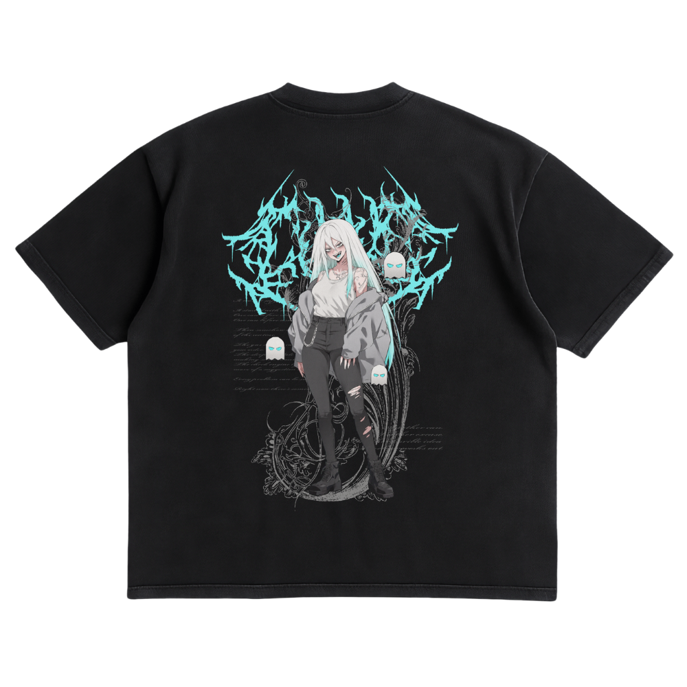 WHITE MONSTER WAIFU SHIRT - BLACK