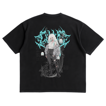 WHITE MONSTER WAIFU SHIRT - BLACK