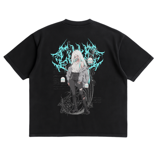 WHITE MONSTER WAIFU SHIRT - BLACK