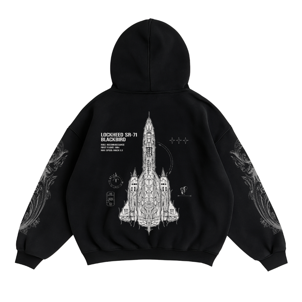 LIMITED - SR-71 BLACKBIRD x WHITE MONSTER HOODIE - BLACK – Curve