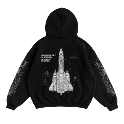 LIMITED - SR-71 BLACKBIRD x WHITE MONSTER HOODIE - BLACK