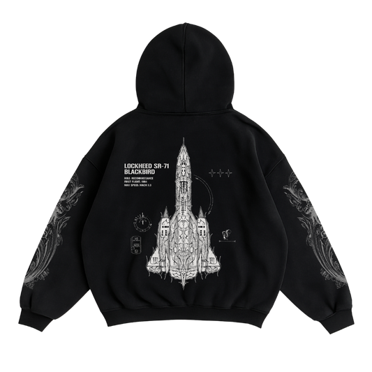 LIMITED - SR-71 BLACKBIRD x WHITE MONSTER HOODIE - BLACK