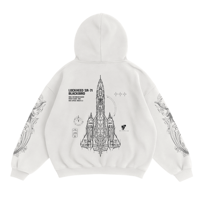 LIMITED - SR-71 BLACKBIRD x WHITE MONSTER HOODIE - WHITE