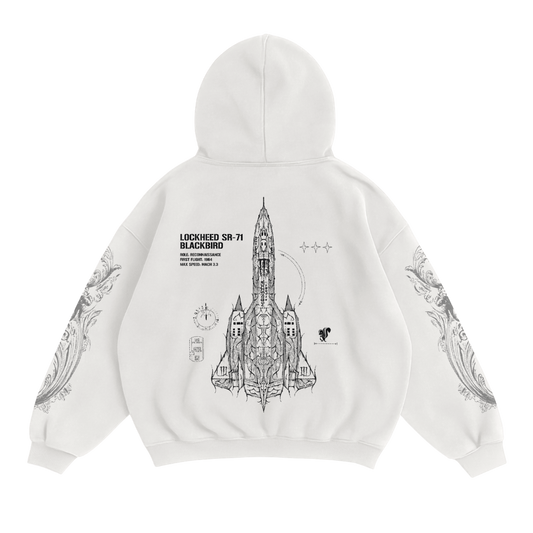 LIMITED - SR-71 BLACKBIRD x WHITE MONSTER HOODIE - WHITE