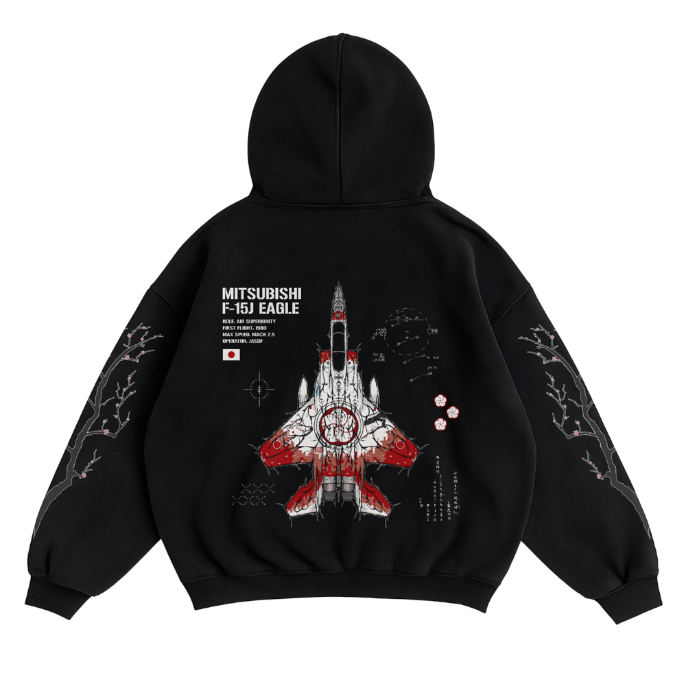 LIMITED - F-15J EAGLE DIGITAL CHERRY HOODIE - BLACK