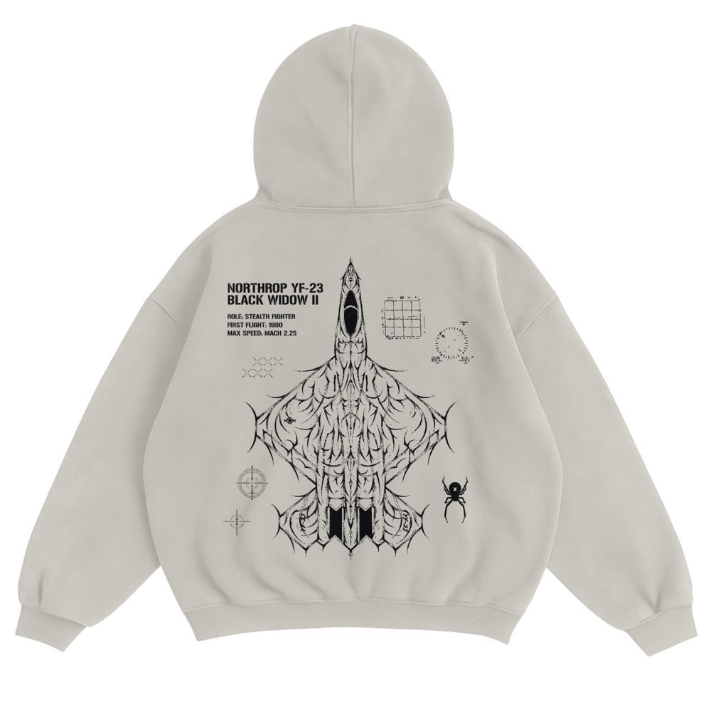YF-23 BLACK WIDOW II WASHED HOODIE - CREAM
