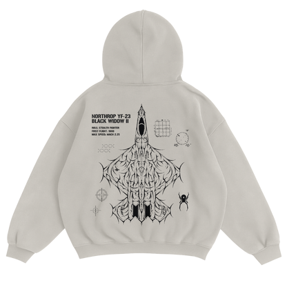 YF-23 BLACK WIDOW II WASHED HOODIE - CREAM