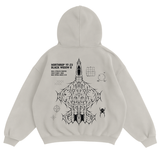 YF-23 BLACK WIDOW II WASHED HOODIE - CREAM
