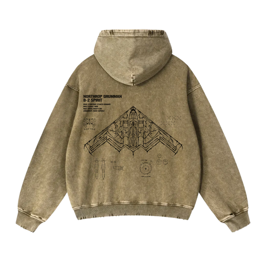 B-2 SPIRIT WASHED HOODIE - DESERT BROWN