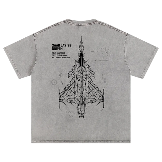 SAAB JAS 39 GRIPEN FADED SHIRT - ASH