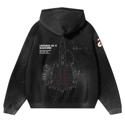 LIMITED - SR-71 BLACKBIRD CHROMA FRAYED HOODIE