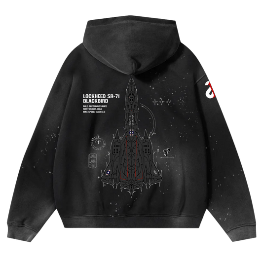 LIMITED - SR-71 BLACKBIRD CHROMA FRAYED HOODIE