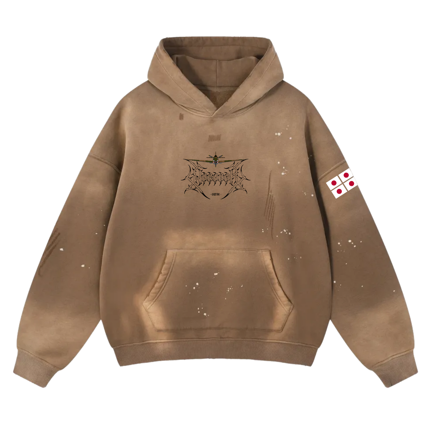 LIMITED - P-40 WARHAWK TAN FRAYED HOODIE - HERITAGE CAMO