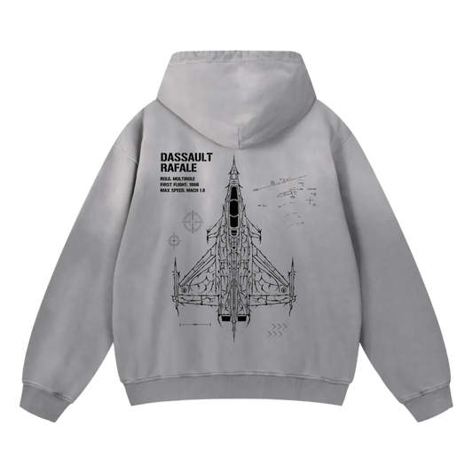 DASSAULT RAFALE FADED HOODIE - ASH