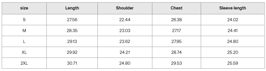 Desert tan hoodie size guide chart showing length, shoulder, chest, and sleeve measurements